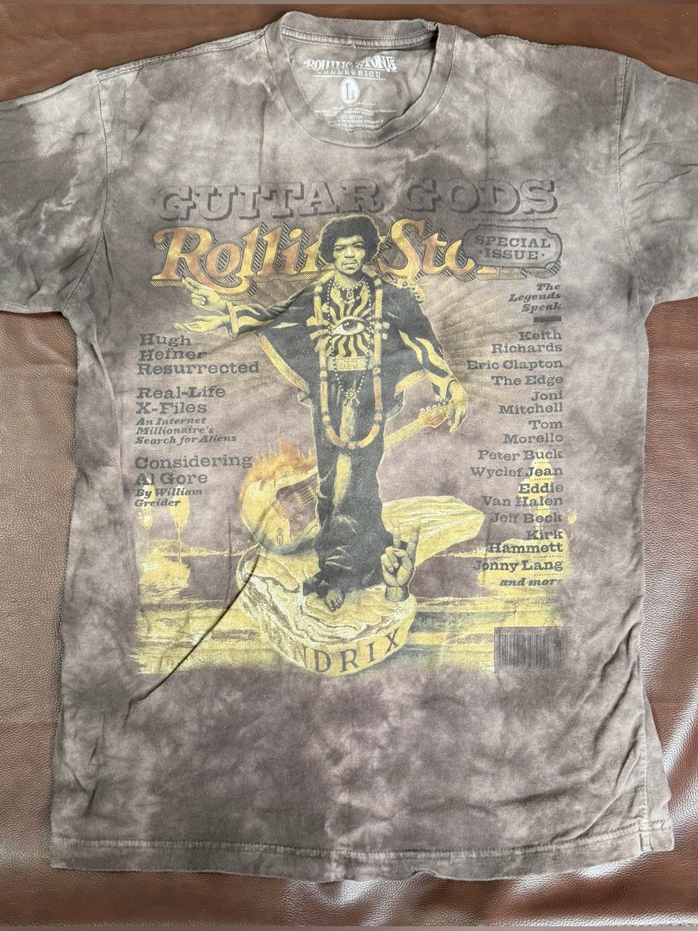 Vintage the Rolling Stones Brown Tie-Dye Tee with Yellow Graphic